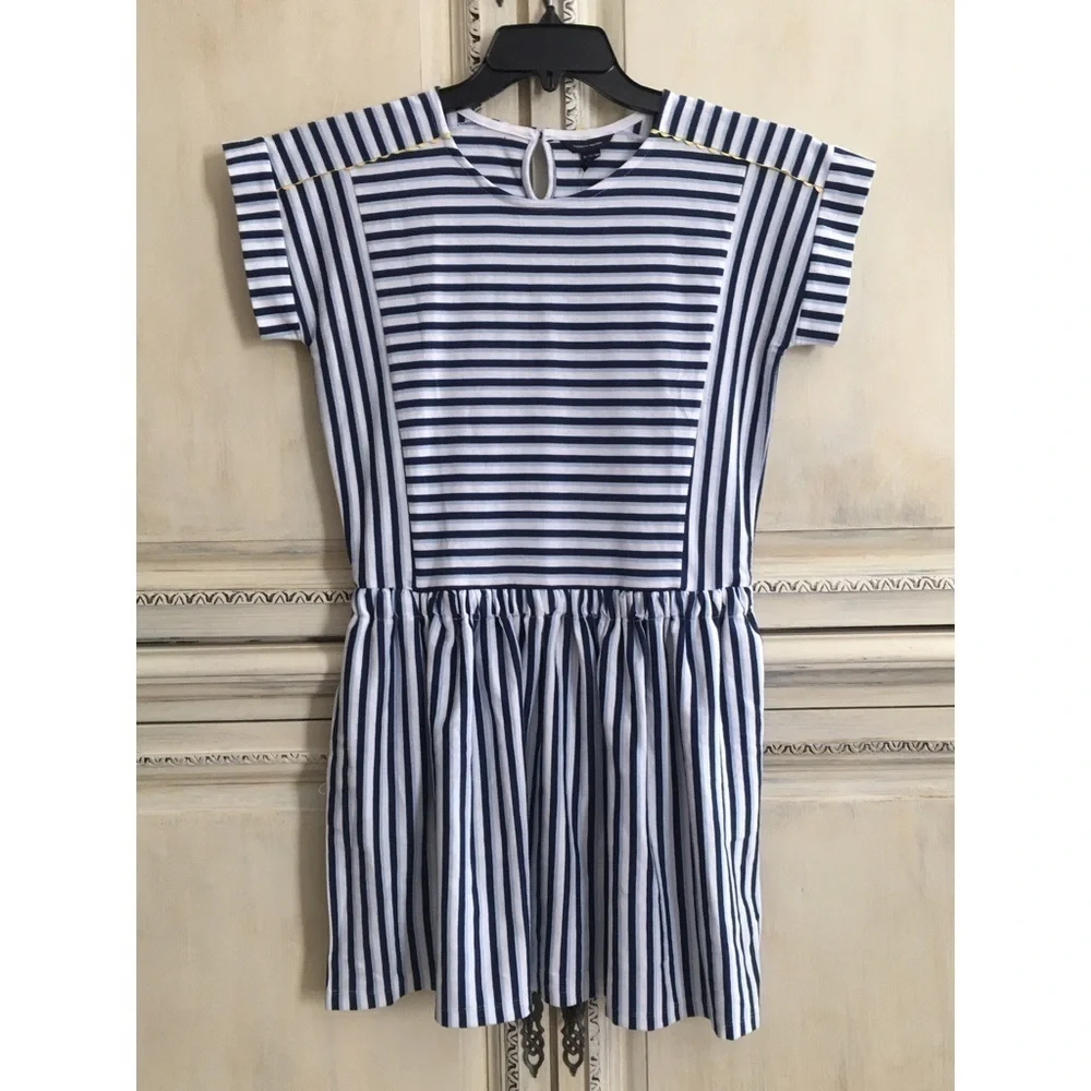 𝅺TOMMY Hilfiger Girls Flag Blue Striped Dress